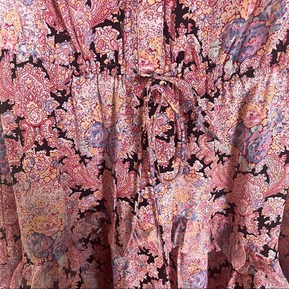 ASO TVD Lil | Anthropologie Pink Paisley 100% Silk Short Sleeve Dress - Picture 9 of 11